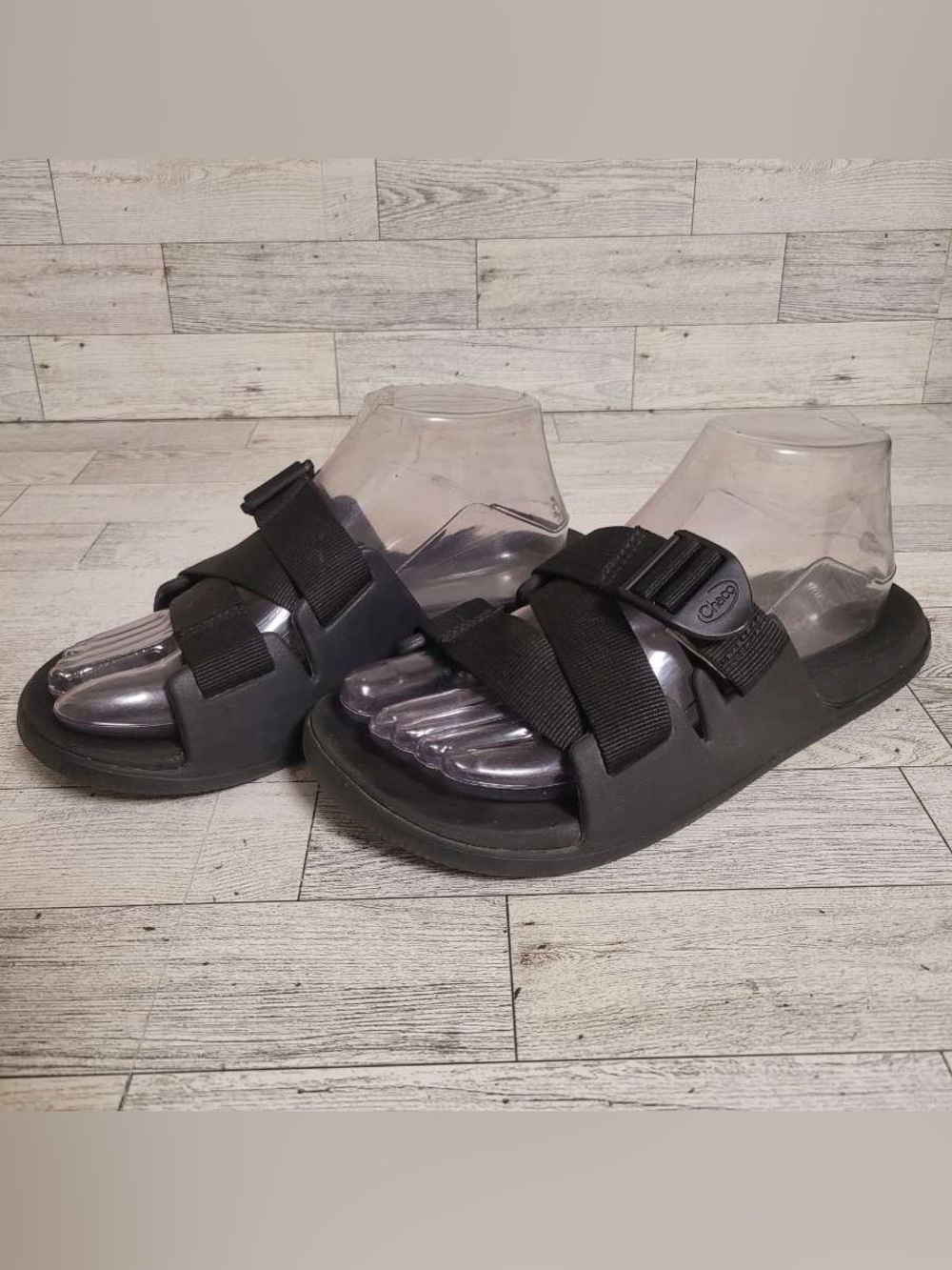 Women’s Chaco Chillos Black Slide Adjustable Jacquard Webbing Sandals Size 7